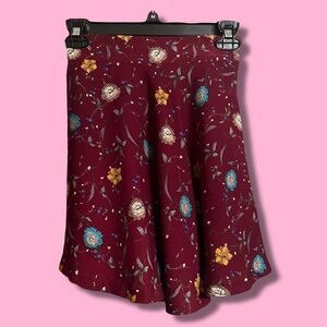 Maroon floral flower skirt